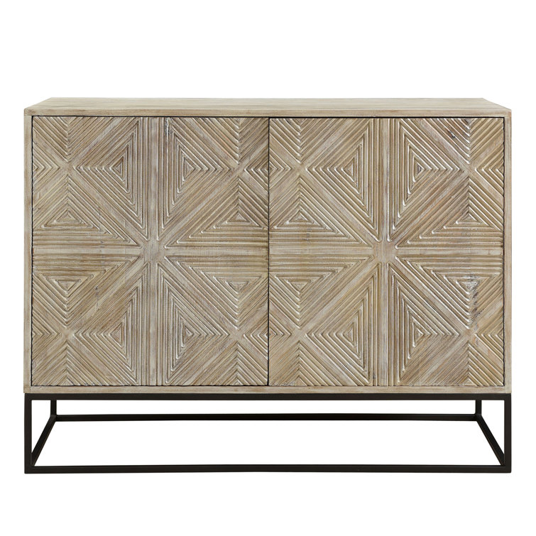 Dovetail Furniture Kenton 42Inch Mango Wood Carved 4Door Sideboard